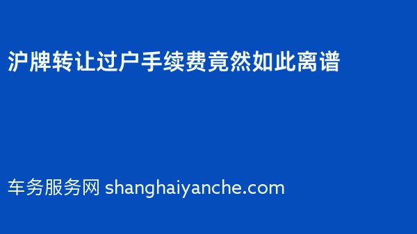 2024年沪牌转让过户手续费竟然如此离谱