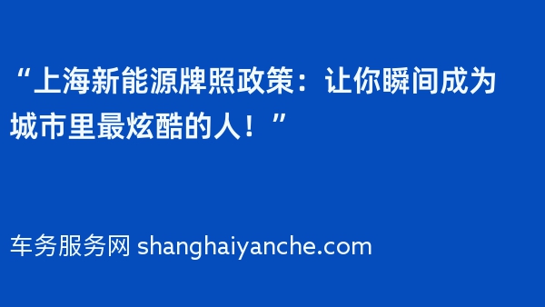 “2024年上海新能源牌照政策：让你瞬间成为城市里最炫酷的人！”