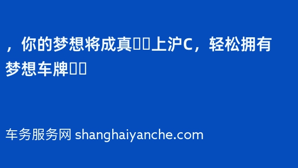 2024年，你的梦想将成真❗️上沪C，轻松拥有梦想车牌❗️