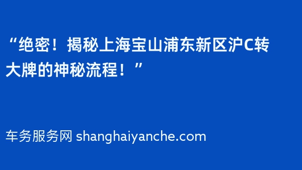 “绝密！揭秘上海宝山浦东新区沪C转大牌的神秘流程！”