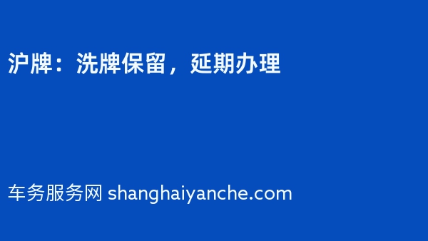 2024年沪牌：洗牌保留，延期办理