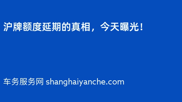 2024年沪牌额度延期的真相，今天曝光！