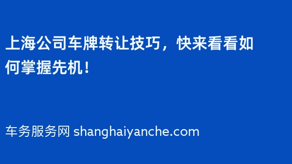 上海公司车牌转让技巧，快来看看如何掌握先机！