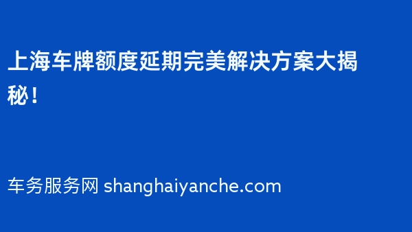 上海车牌额度延期完美解决方案大揭秘！