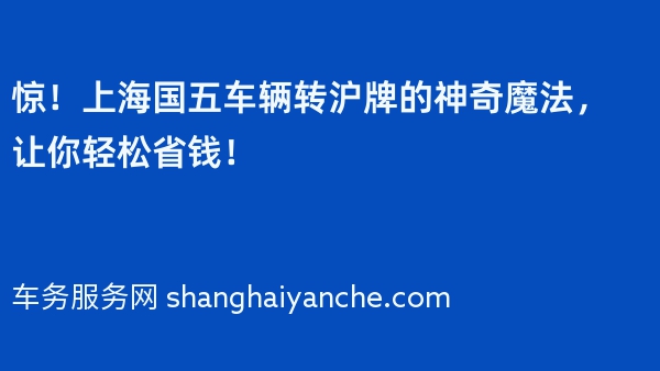 惊！上海国五车辆转沪牌的神奇魔法，让你轻松省钱！