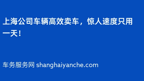 上海公司车辆高效卖车，惊人速度只用一天！