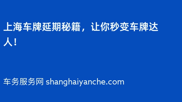 上海车牌延期秘籍，让你秒变车牌达人！