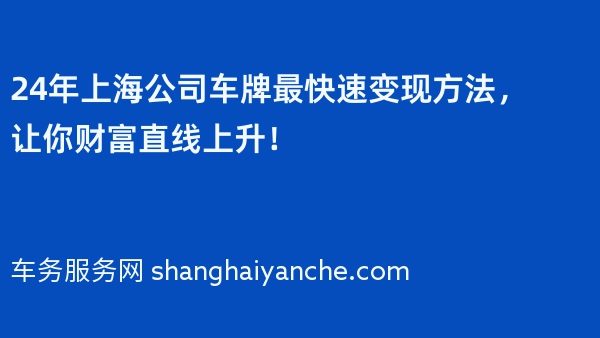 24年上海公司车牌最快速变现方法，让你财富直线上升！