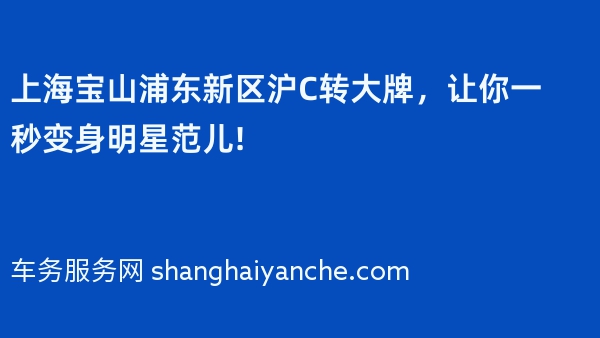 上海宝山浦东新区沪C转大牌，让你一秒变身明星范儿!