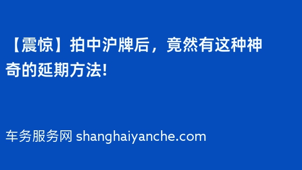 【震惊】拍中沪牌后，竟然有这种神奇的延期方法!