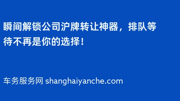 瞬间解锁公司沪牌转让神器，排队等待不再是你的选择！