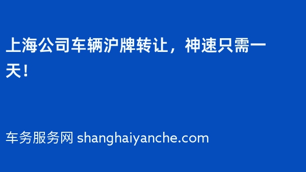 上海公司车辆沪牌转让，神速只需一天！