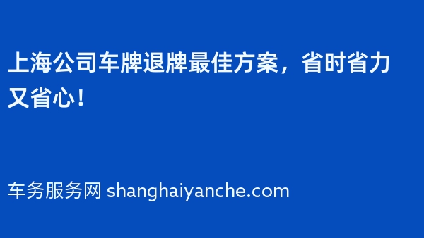 上海公司车牌退牌最佳方案，省时省力又省心！