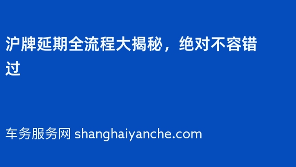 沪牌延期全流程大揭秘，绝对不容错过