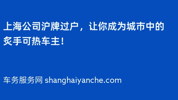 上海公司沪牌过户，让你成为城市中的炙手可热车主！