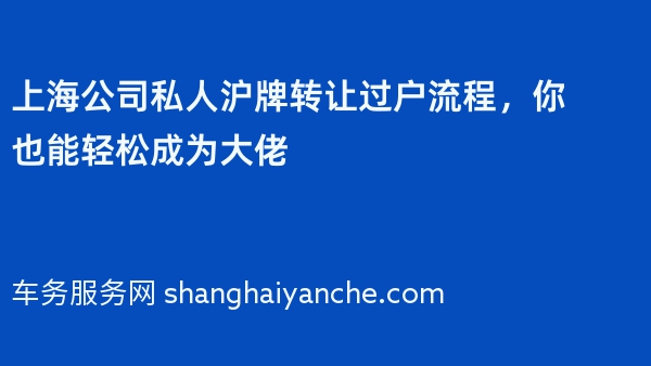 上海公司私人沪牌转让过户流程，你也能轻松成为大佬