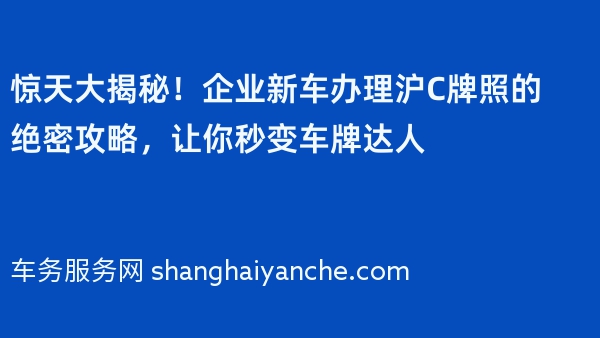 惊天大揭秘！企业新车办理沪C牌照的绝密攻略，让你秒变车牌达人